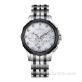 Montre de quartz de chronographe en forme de polygone en acier inoxydable